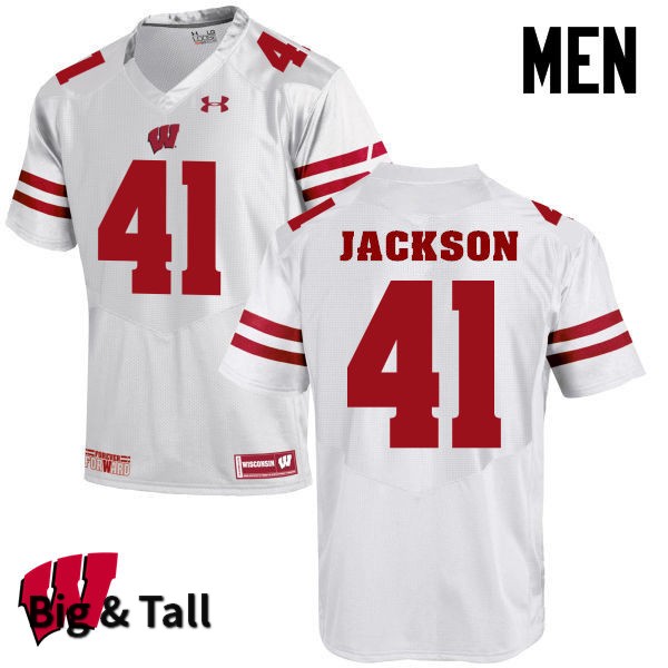Wisconsin Badgers Men's #41 Paul Jackson NCAA Under Armour Authentic White Big & Tall College Stitched Football Jersey XU40S03IB